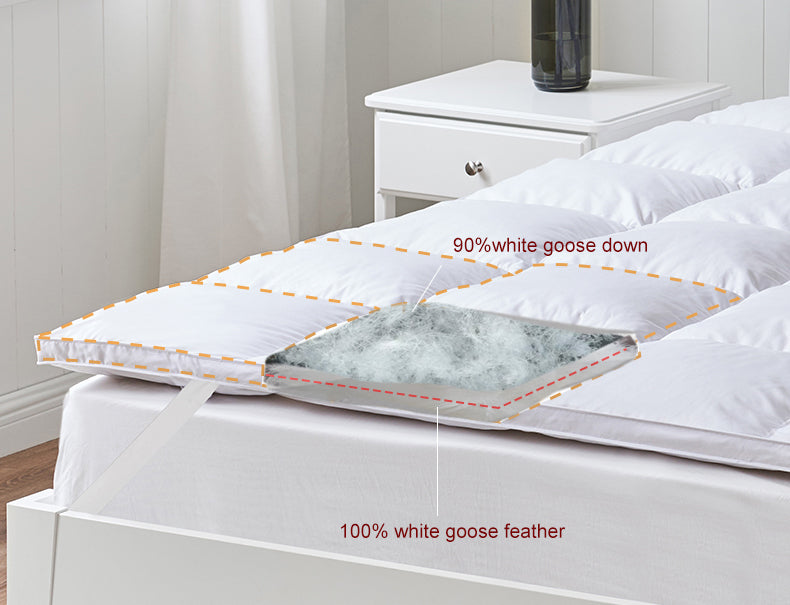 Goose Feather & Down Mattress Topper Double Layer 3" Thick — www ...