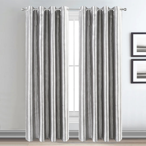 Silver Blackout Curtains Eyelet Ring Top with Tiebacks