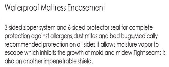 Encased Waterproof Mattress Protector Cover Zip Closure  | 10 Bed Sizes