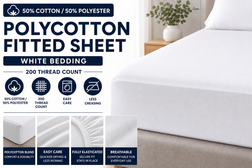 Extra Deep Fitted Sheet – 200 Thread Count Polycotton Fully Elasticated