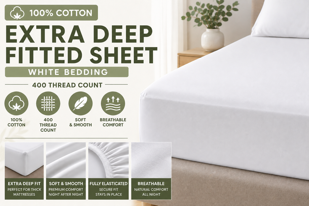 Emperor Fitted Sheet Extra Deep Up to 16" Depth | 6 Fabric Types
