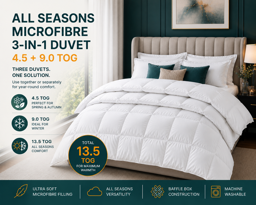 Emperor Duvet 290cm x 235cm. 3 Filling Types. 4.5 tog up to 13.5 tog