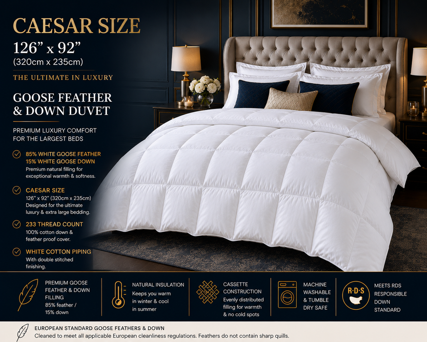 White Goose Feather and Down Duvet 100% Cotton Anti Dust Mite & Down Proof Fabric