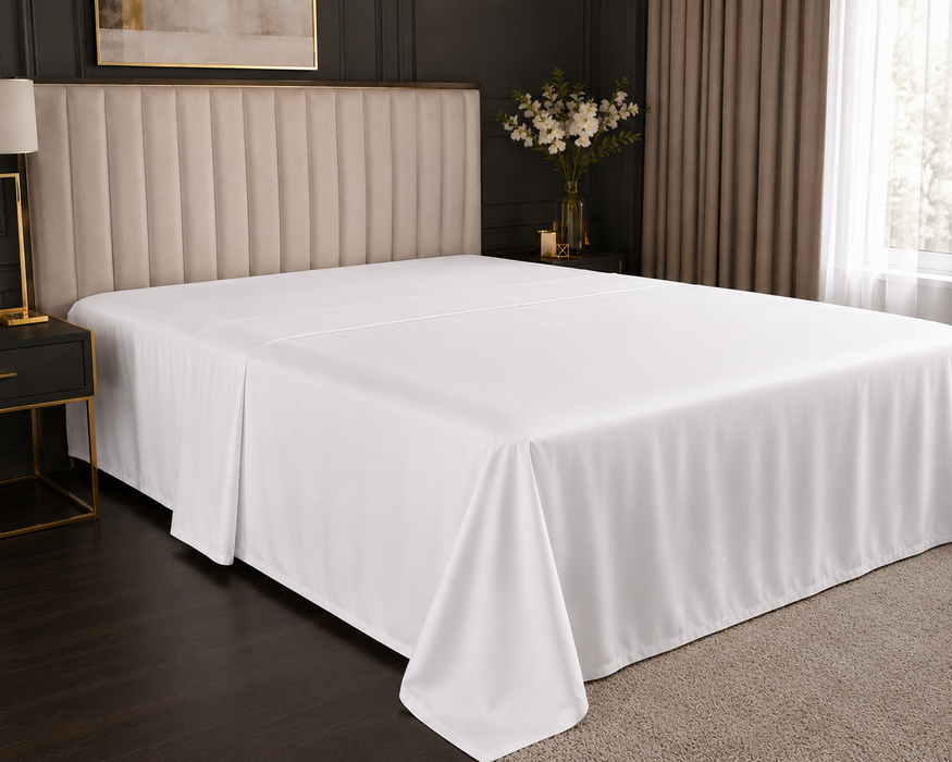 Emperor Extra Large Flat Sheet 100% Cotton Sateen 400Tc White