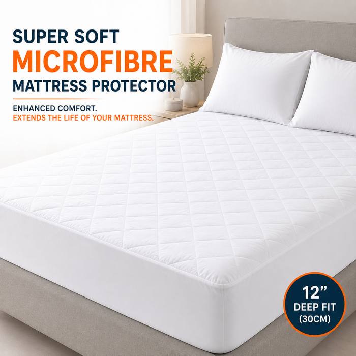 Microfibre Quilted Fitted Mattress Protector – Super Soft, Single to Super King