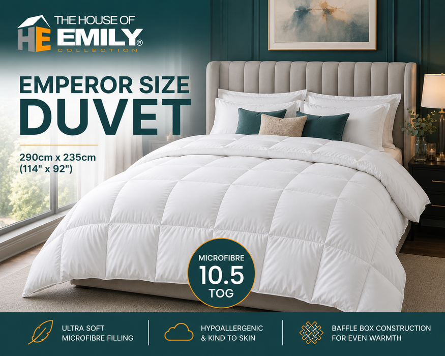 Emperor Duvet 290cm x 235cm. 3 Filling Types. 4.5 tog up to 13.5 tog