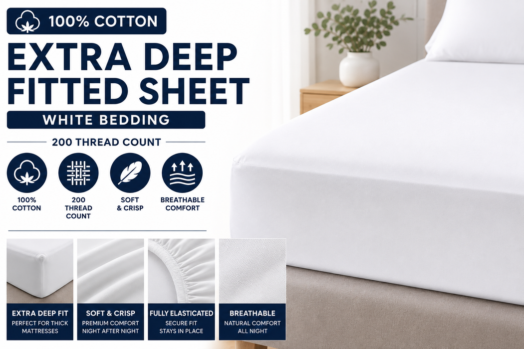 Emperor Fitted Sheet Extra Deep Up to 16" Depth | 6 Fabric Types
