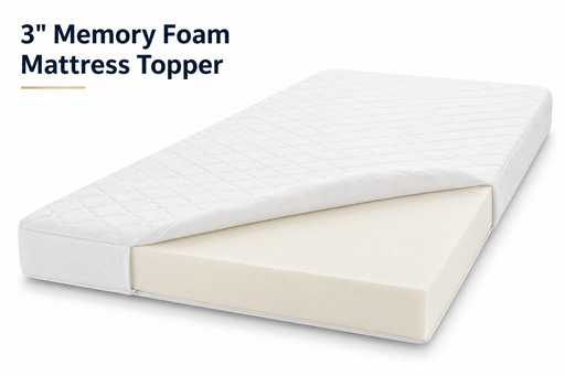 Memory Foam Mattress Topper – 3 Inch, CertiPUR Certified, Luxury Easy-Fit Cover
