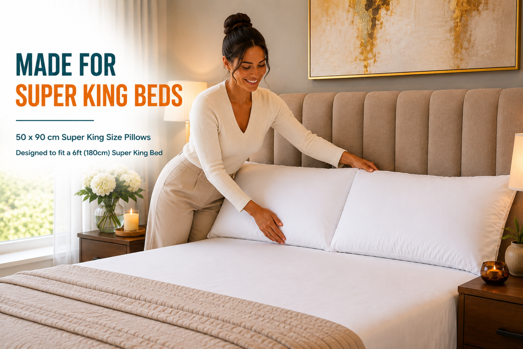 Super King Size Pillows 50 x 90 cm – Microfibre or Goose Feather Fill Large Bed Pillows