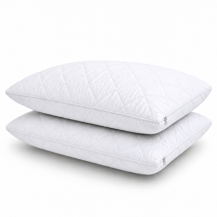 Super King Size 50 x 90 cm Zipped Pillow Cases Protectors Pack of 2 Quilted Microfibre Hypo Allergenic Soft Smooth Touch