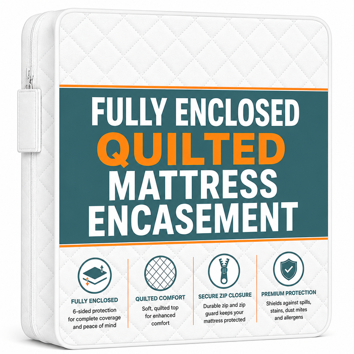 Fully Enclosed Quilted Mattress Protector Cover – Zipped Extra Deep Mattress Encasement