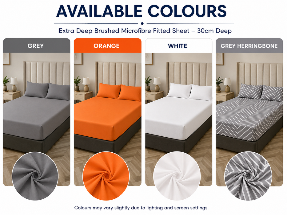 Extra Deep Brushed Microfibre Fitted Sheet 30cm Deep Pocket | Soft & Easy Care