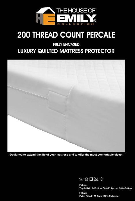 Fully Enclosed Encased Quilted Mattress Protector Cover Zip Closure Extra Deep | 11 Bed Sizes