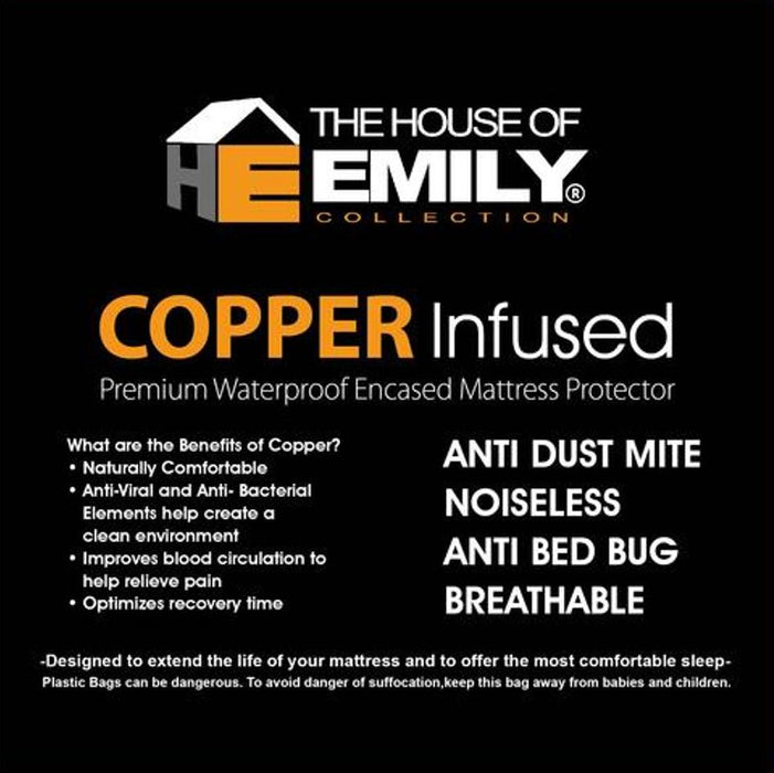 Copper Infused Cushioned Anti Viral Mattress Protector Waterproof