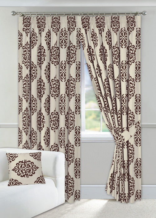Printed Curtains Pencil Pleated 90 x 90 Inch Fully Lined with Tiebacks