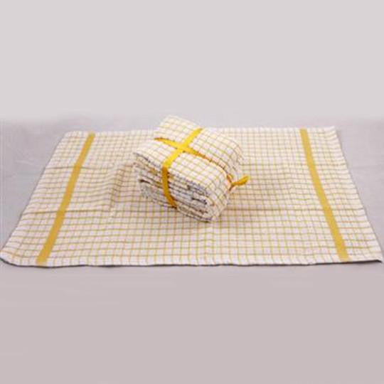 100% Soft Cotton Mini Check Terry Tea Towels Pack of 5 Ribbon Packed